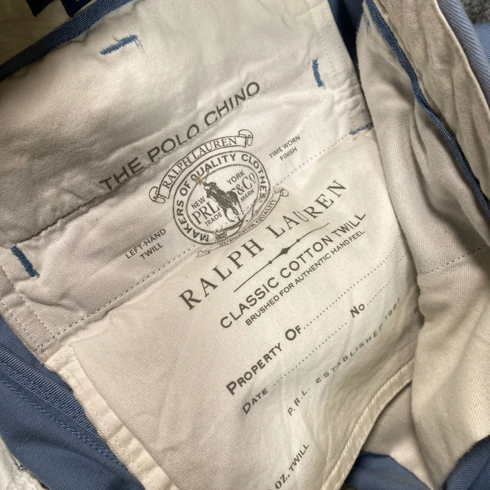 Polo Ralph Lauren Classic Fit Chino Pants Mens 40/32 Light Blue Cotton Twill